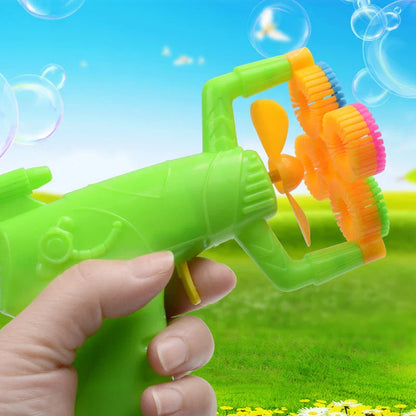 Automated Bubble Blaster Machine with Compact Fan for Outdoor Fun - Durable Plastic Construction, Battery-Powered Operation, Spill-Proof Tray