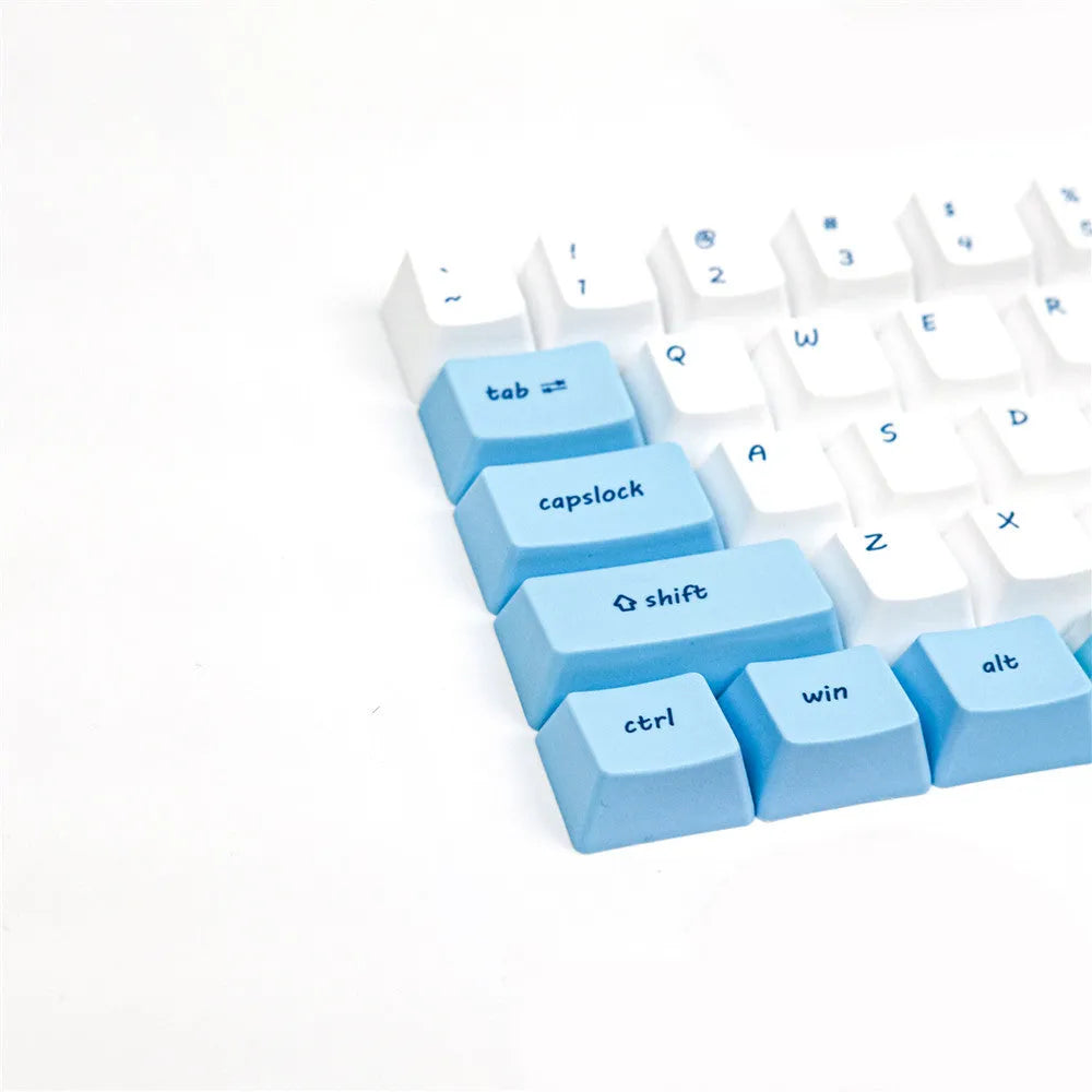 PBT sublimation keycap set with pink cherry blossom cartoon animation design for GK61 mechanical keyboards