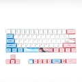 PBT sublimation keycap set with pink cherry blossom cartoon animation design for GK61 mechanical keyboards