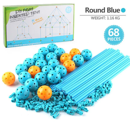 Kids DIY 3D Construction Fort Building Kit with sticks and balls for creative play