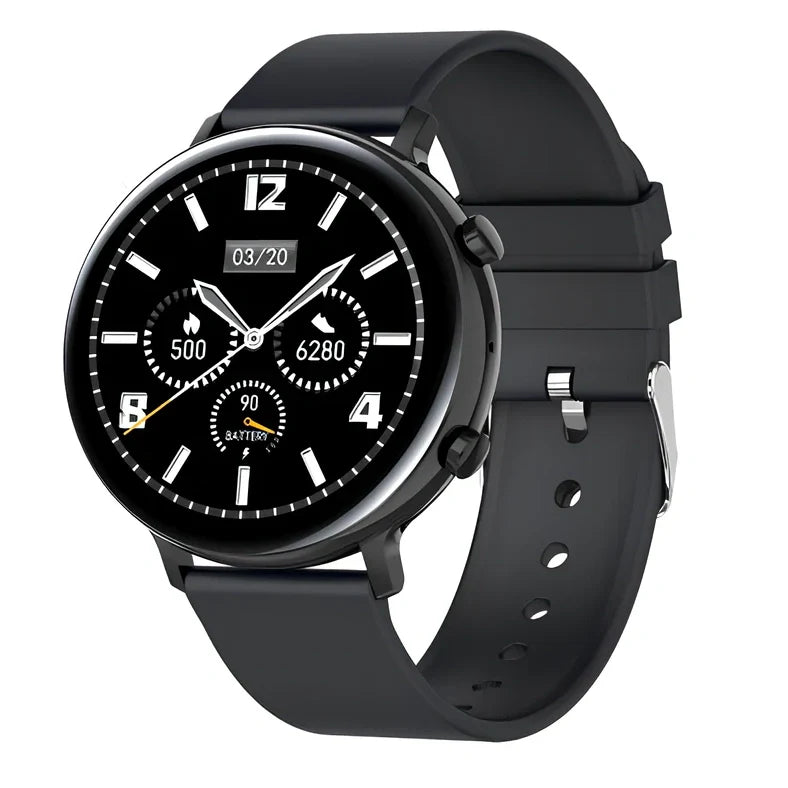 Smart Bluetooth watch with 1.28-inch screen showing payment interface on adjustable wristband