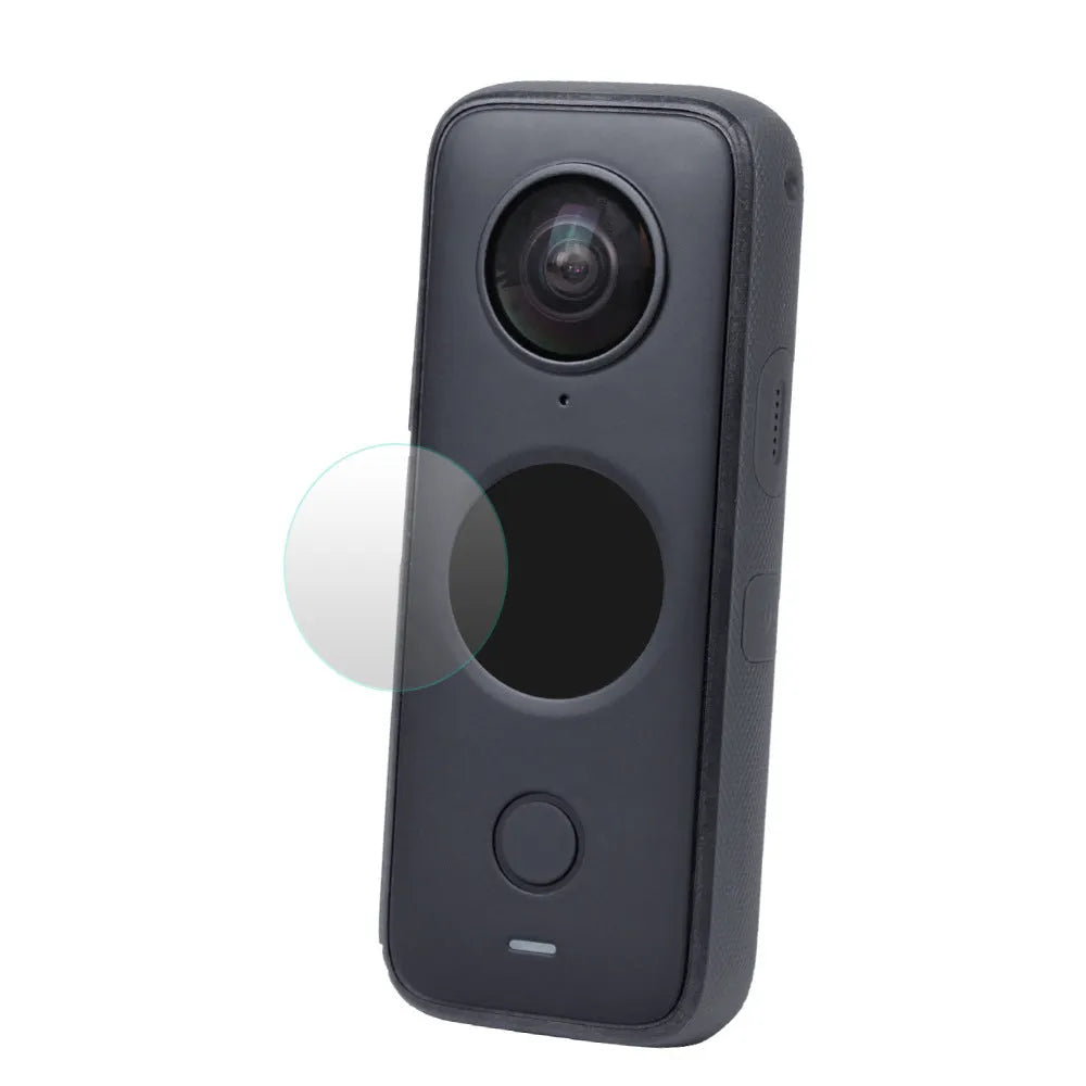 Black tempered glass screen protector for Insta360 ONE X2 camera with dimensions 97mm by 64mm