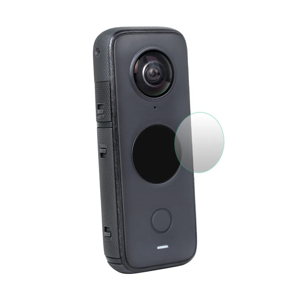 Black tempered glass screen protector for Insta360 ONE X2 camera with dimensions 97mm by 64mm