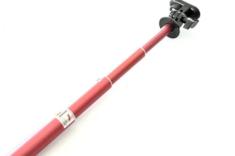 Aluminium alloy mobile phone selfie stick in black, red, and gold colour options