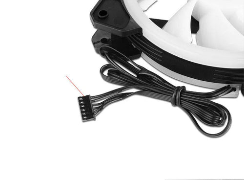 Camouflage-patterned 120mm PC chassis fan with illuminated RGB lights.