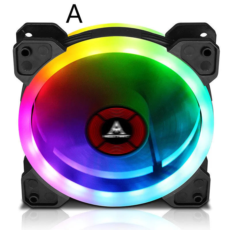 Camouflage-patterned 120mm PC chassis fan with illuminated RGB lights.