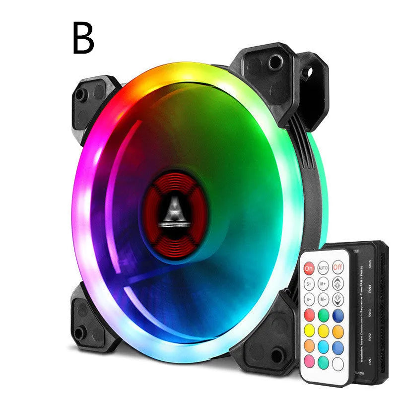 Camouflage-patterned 120mm PC chassis fan with illuminated RGB lights.