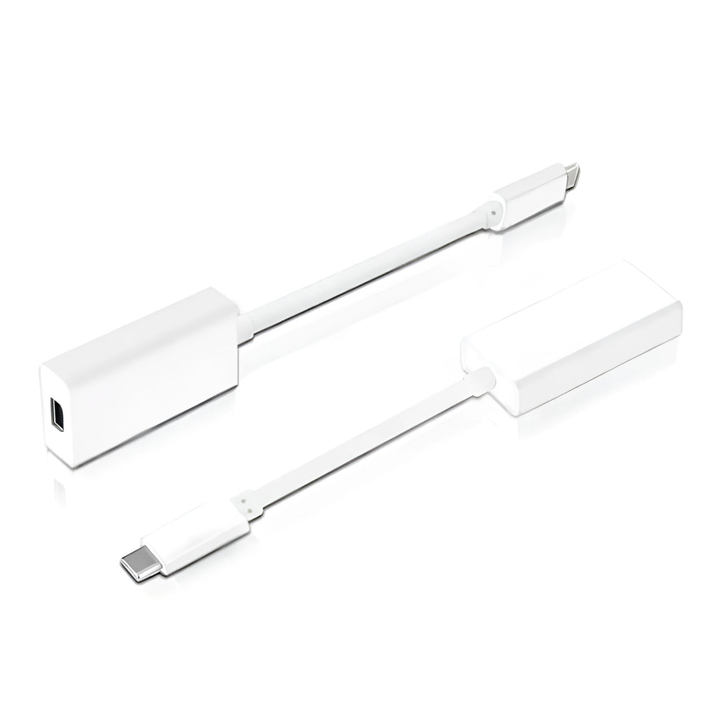 White ABS Thunderbolt 3 USB-C to Thunderbolt 2 adapter for MacBook Pro connecting older devices