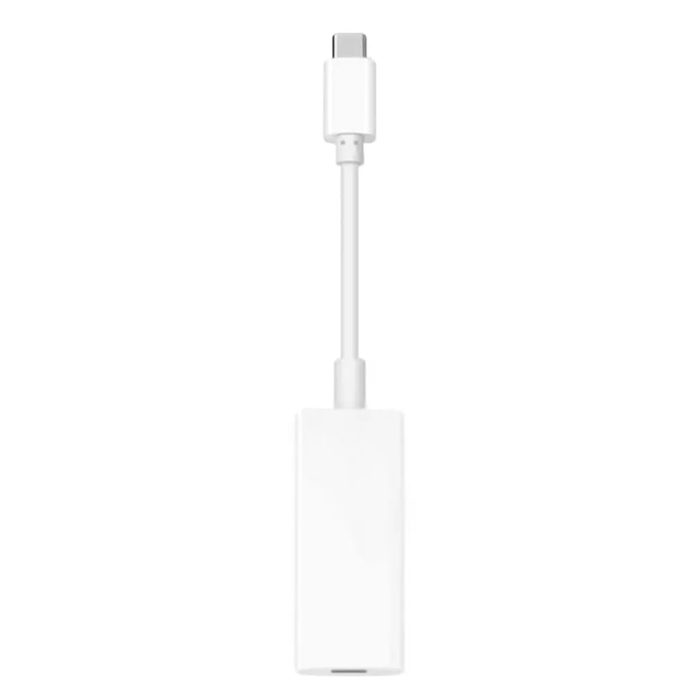 White ABS Thunderbolt 3 USB-C to Thunderbolt 2 adapter for MacBook Pro connecting older devices
