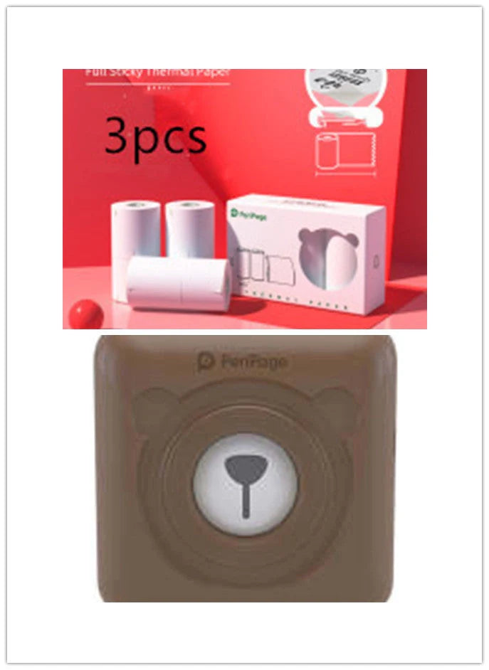 Portable handheld label mini thermal printer in white, pink, or blue