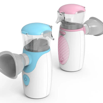 Nano Steamer Eye Sprayer in blue and pink, compact and portable for eye care on the go