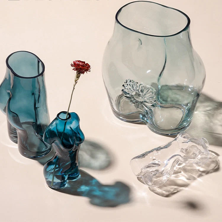 European style glass floral vase for single stem flowers on table