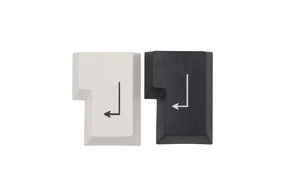 Black and white Japanese minimalist sublimation keycap set with 104 PBT keycaps in original factory height on a flat surface.