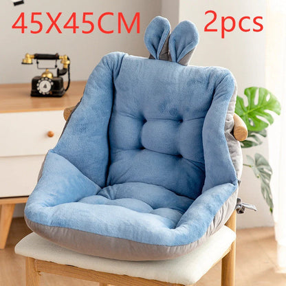 Plush chair cushion with integrated backrest in various colours and sizes