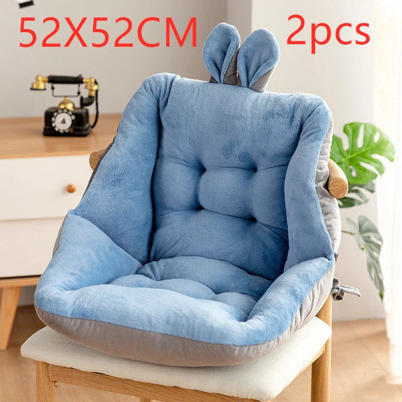 Plush chair cushion with integrated backrest in various colours and sizes