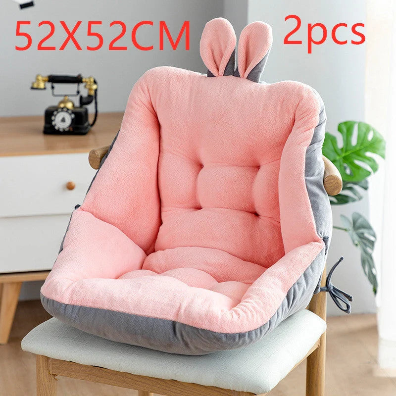 Plush chair cushion with integrated backrest in various colours and sizes