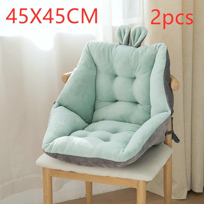 Plush chair cushion with integrated backrest in various colours and sizes