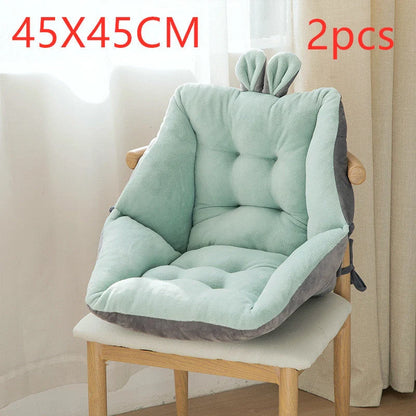 Plush chair cushion with integrated backrest in various colours and sizes