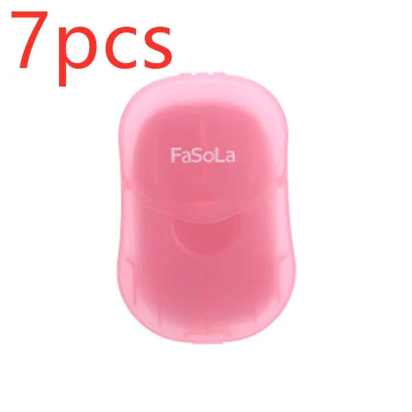 Compact disposable travel soap sheets in a durable PP5 container, perfect for on-the-go hygiene