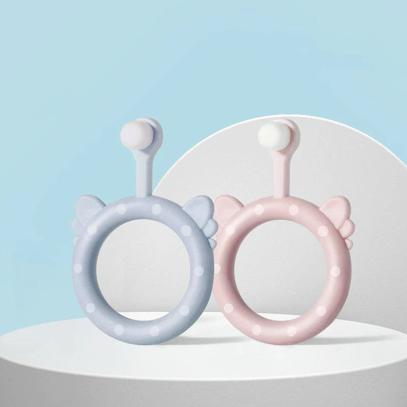 Infant children's soft toothbrush silicone baby toothbrush set in blue, pink, and green