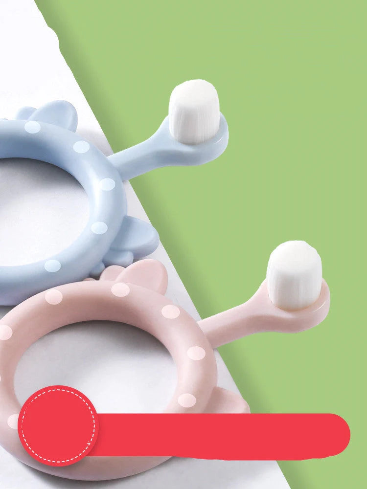 Infant children's soft toothbrush silicone baby toothbrush set in blue, pink, and green