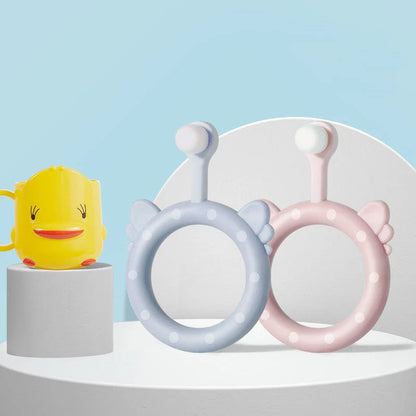 Infant children's soft toothbrush silicone baby toothbrush set in blue, pink, and green