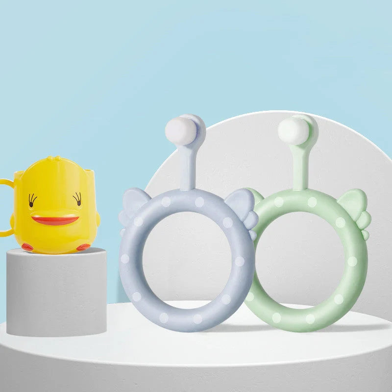 Infant children's soft toothbrush silicone baby toothbrush set in blue, pink, and green