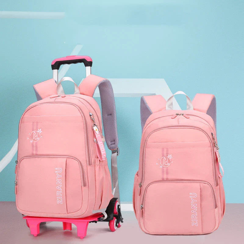 Removable children's school backpack with wheel trolley in various colours