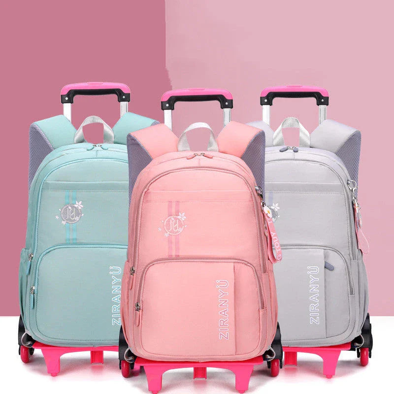Removable children's school backpack with wheel trolley in various colours
