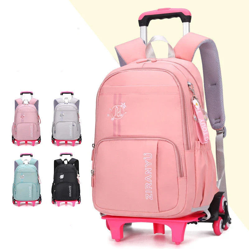 Removable children's school backpack with wheel trolley in various colours