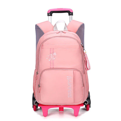 Removable children's school backpack with wheel trolley in various colours