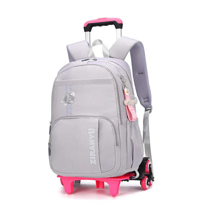 Removable children's school backpack with wheel trolley in various colours