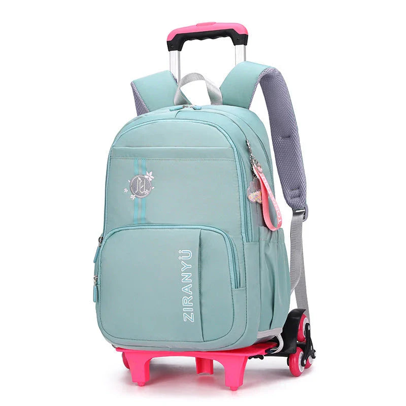 Removable children's school backpack with wheel trolley in various colours