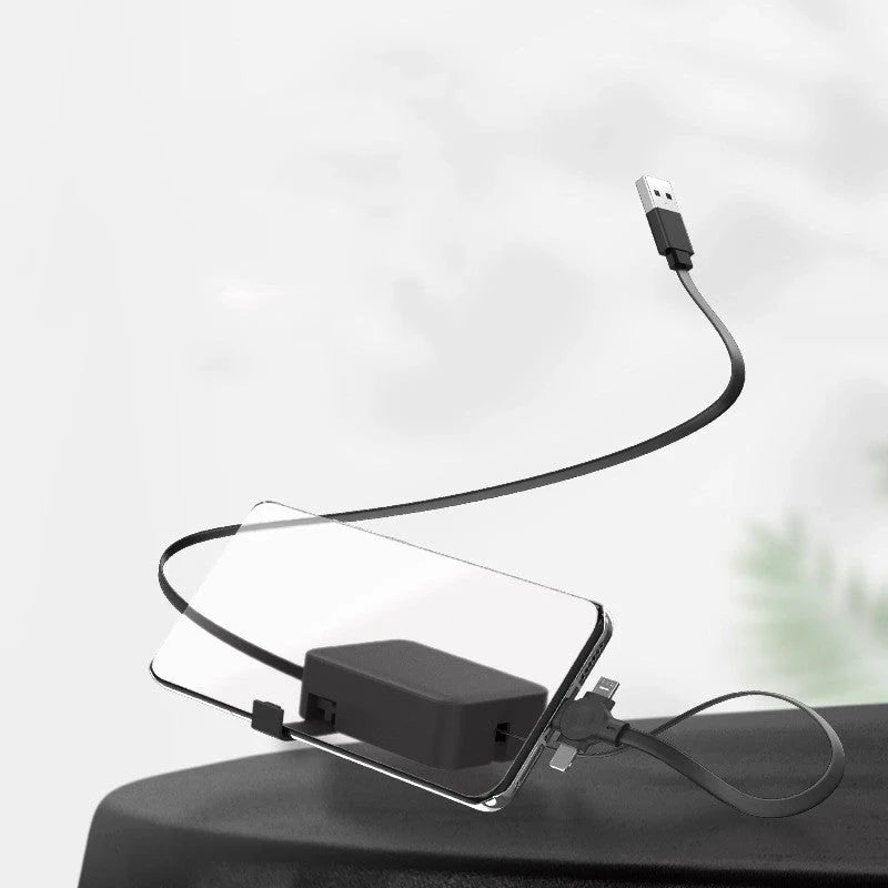 4-in-1 retractable USB cable with phone stand in macaron colours