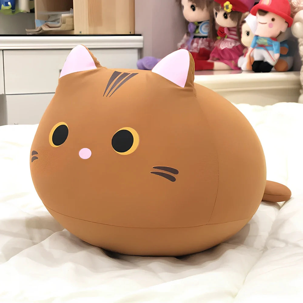 32cm black and white kitten plush doll with smiling expression and nano-foam filling, 32 cm tall