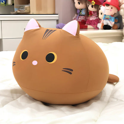 32cm black and white kitten plush doll with smiling expression and nano-foam filling, 32 cm tall