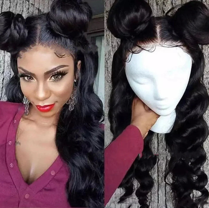 Big black wavy long curly hair wig with 70cm length and high temperature silk material for natural movement and heat styling versatility