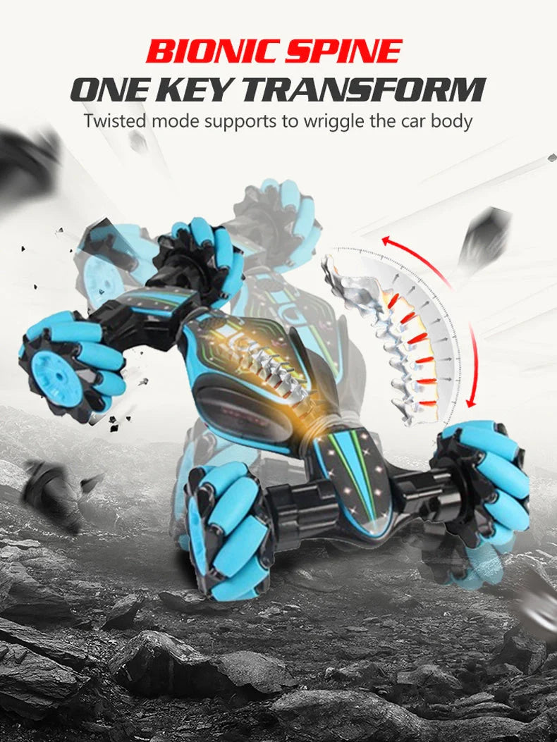 Global Funhood GW124 RC Remote Control Twist Stunt Car in action on rugged terrain