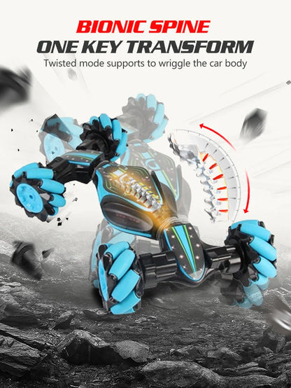 Global Funhood GW124 RC Remote Control Twist Stunt Car in action on rugged terrain