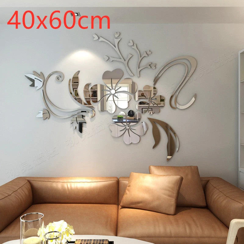 3D acrylic wall stickers with geometric patterns for living room decor