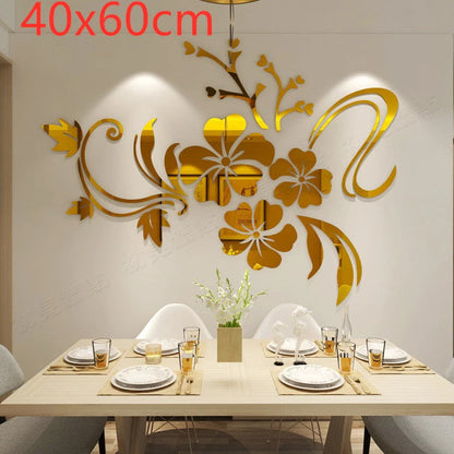 3D acrylic wall stickers with geometric patterns for living room decor