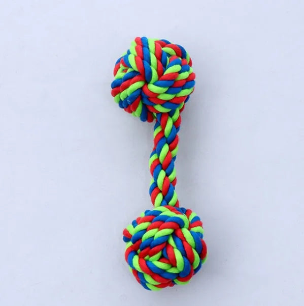 Dog cotton rope toy made from natural cotton rope for chewing and interactive play, random colour.