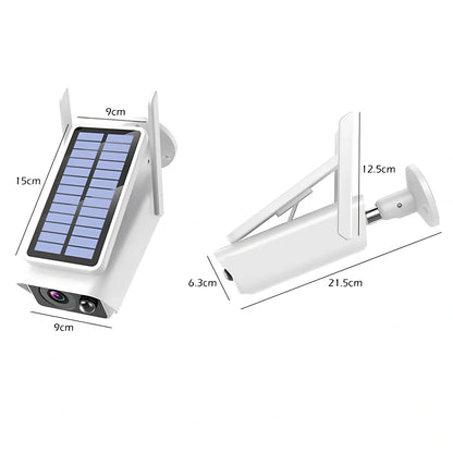 Wireless solar security camera with aluminium housing and 1080p resolution for outdoor surveillance