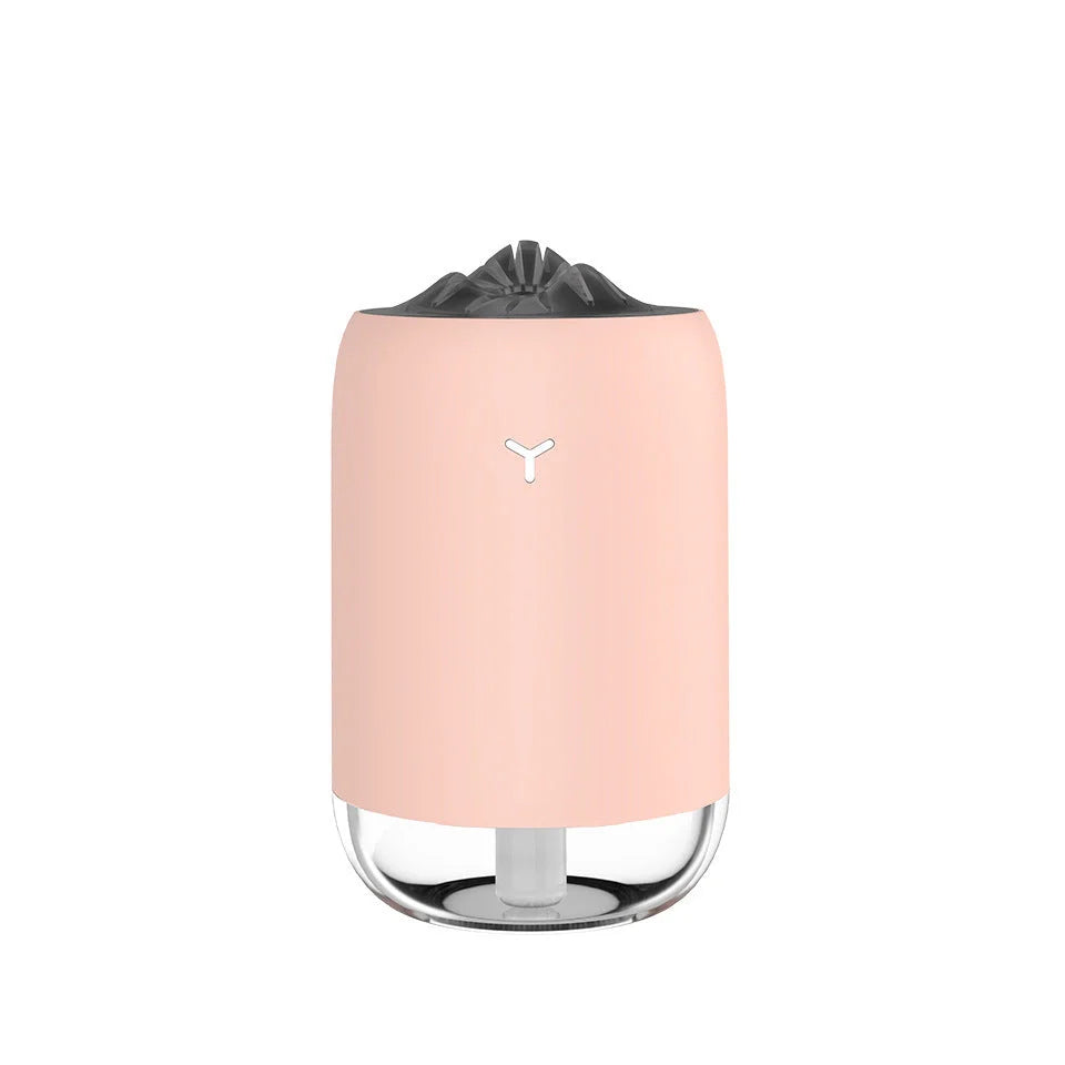 Magic Flame Humidifier in white, light blue, and pink, compact ultrasonic humidifier for small spaces