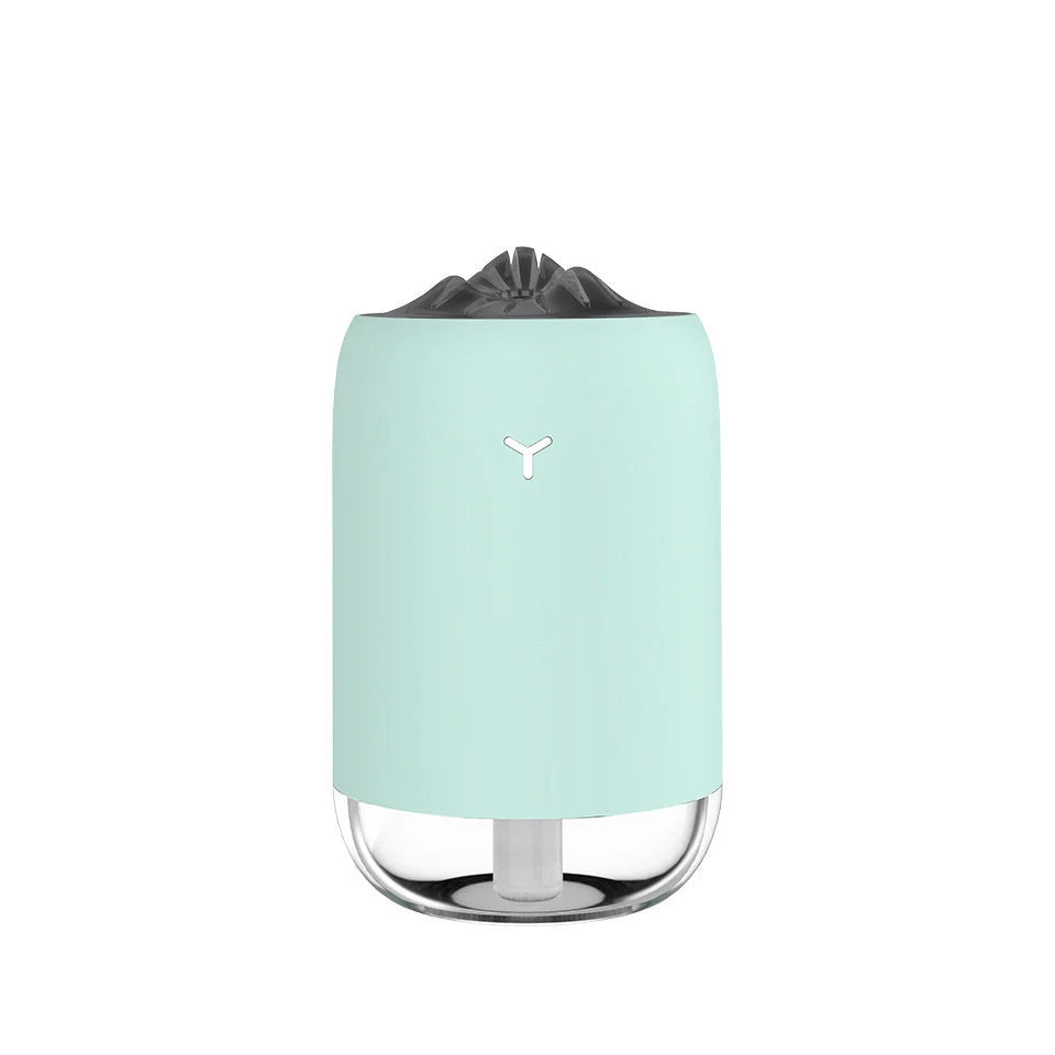 Magic Flame Humidifier in white, light blue, and pink, compact ultrasonic humidifier for small spaces