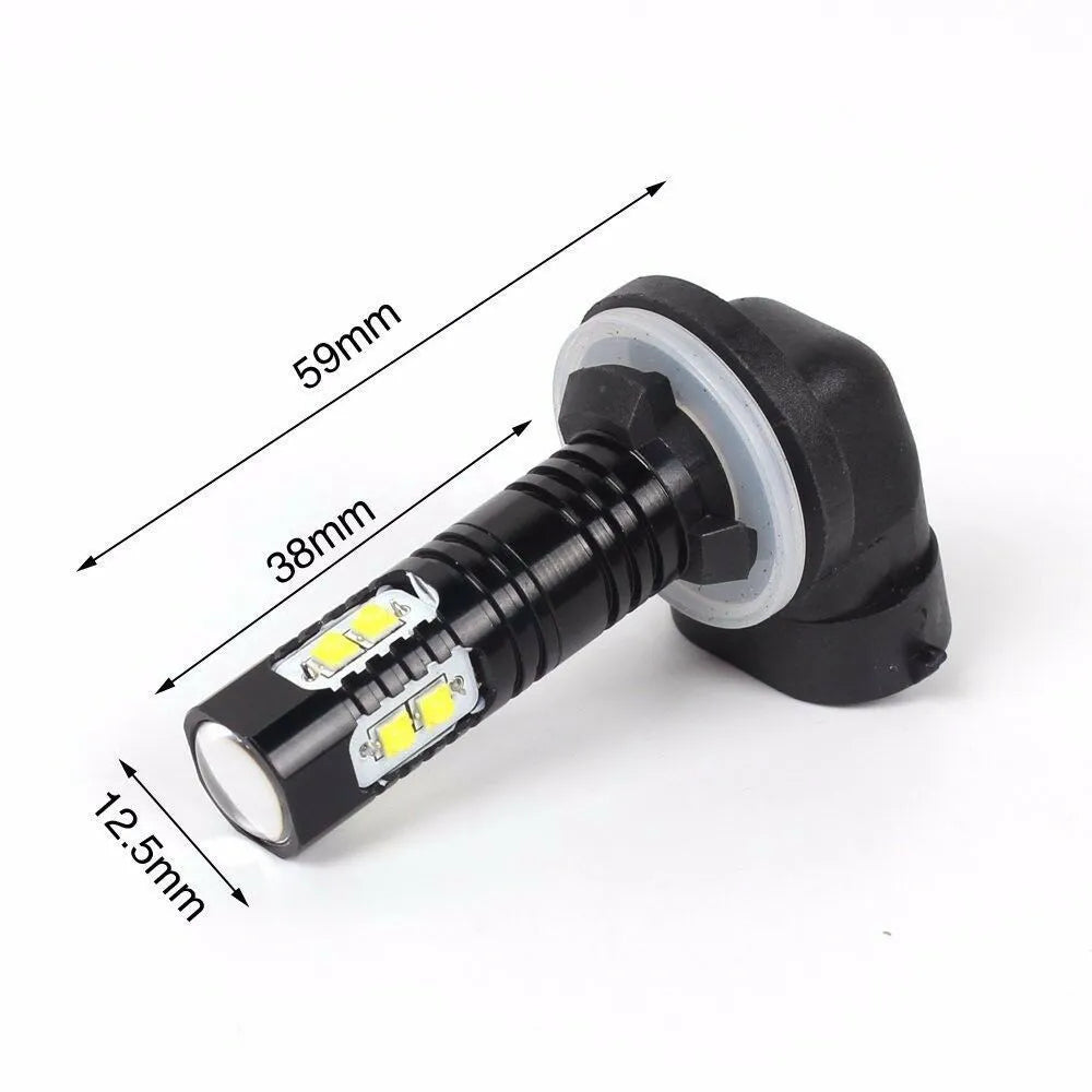 Car LED fog light 10SMD 50W 6000K white black shell aluminium 881 base