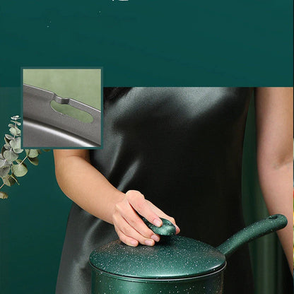 Household milk pot with medical stone non-stick coating in light green, dark green, and pink