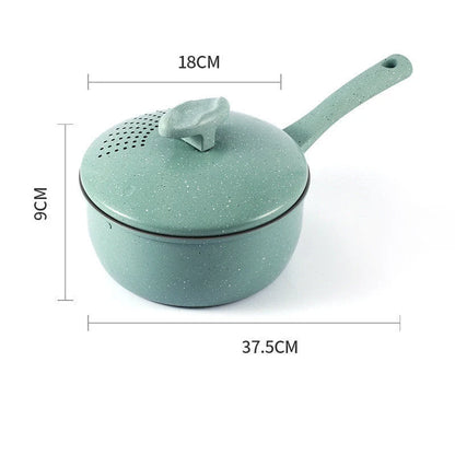 Household milk pot with medical stone non-stick coating in light green, dark green, and pink