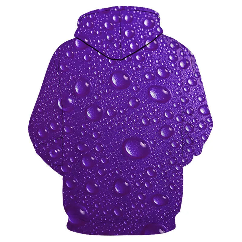 Loose fit hooded sweatshirt with digital liquid bead print and front patch pocket in blue colour