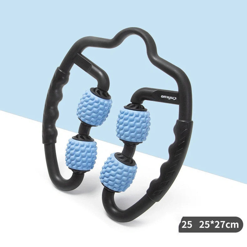 Black MSG foam roller measuring 33cm length and 15cm diameter for muscle therapy